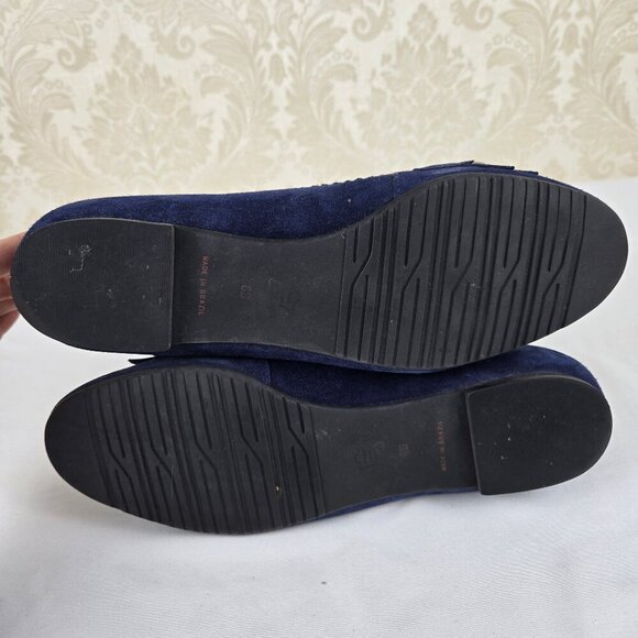 Talbots Size 8M Slate Blue Marcia2 Leather Flats Tassel Front Almond Toe - Picture 11 of 16